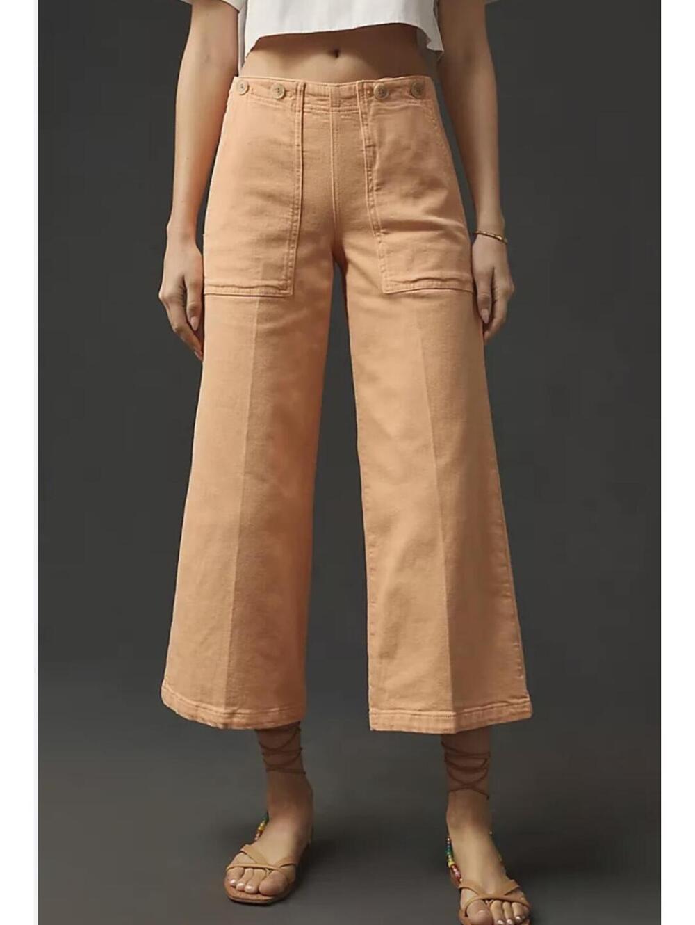 Anthropology Pilcro The Kit Hgh-Rise Salmon Crop Jeans, Cotton & Hemp, Size 16 W